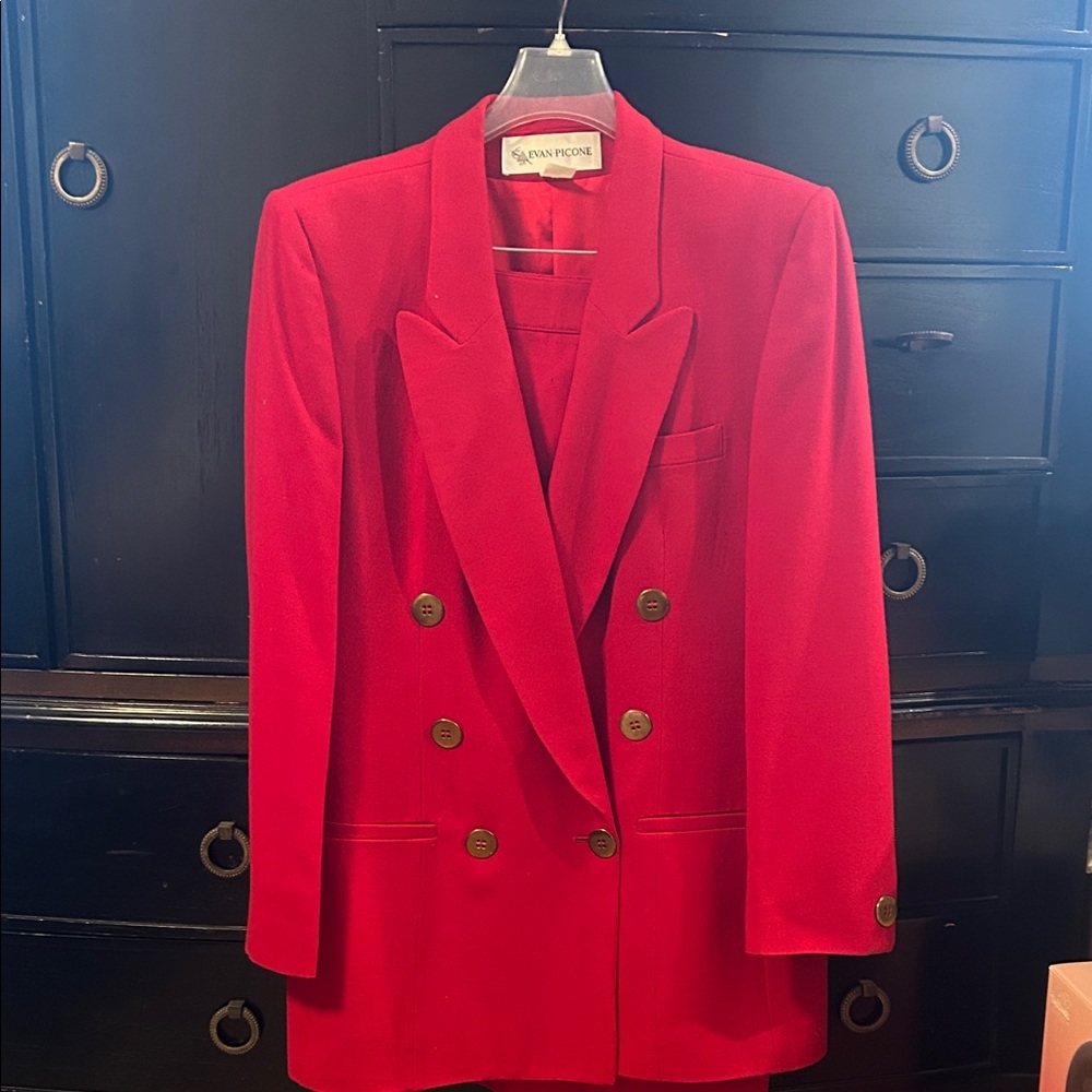 Evan Picone Red Double-Breasted Blazer